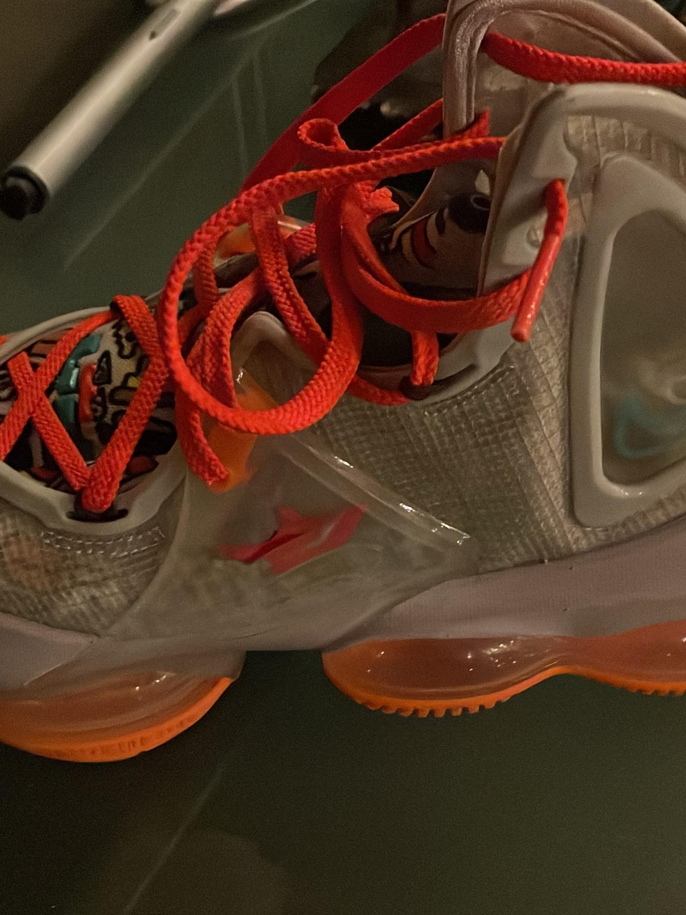 Kids Athletic Shoes - White with Orange Accents